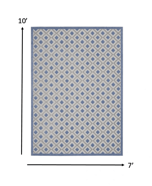 7' X 10' Blue And Gray Geometric Indoor Outdoor Area Rug - Homeroots - Flyclothing LLC