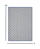7' X 10' Blue And Gray Geometric Indoor Outdoor Area Rug - Homeroots