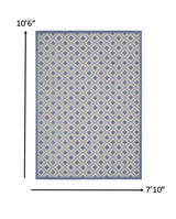8' X 11' Blue And Gray Geometric Indoor Outdoor Area Rug - Homeroots - Flyclothing LLC
