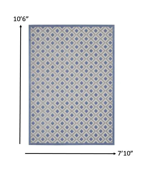 8' X 11' Blue And Gray Geometric Indoor Outdoor Area Rug - Homeroots - Flyclothing LLC