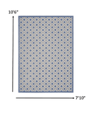 8' X 11' Blue And Gray Geometric Indoor Outdoor Area Rug - Homeroots