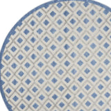 8' Round Blue And Gray Round Geometric Indoor Outdoor Area Rug - Homeroots