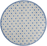 8' Round Blue And Gray Round Geometric Indoor Outdoor Area Rug - Homeroots