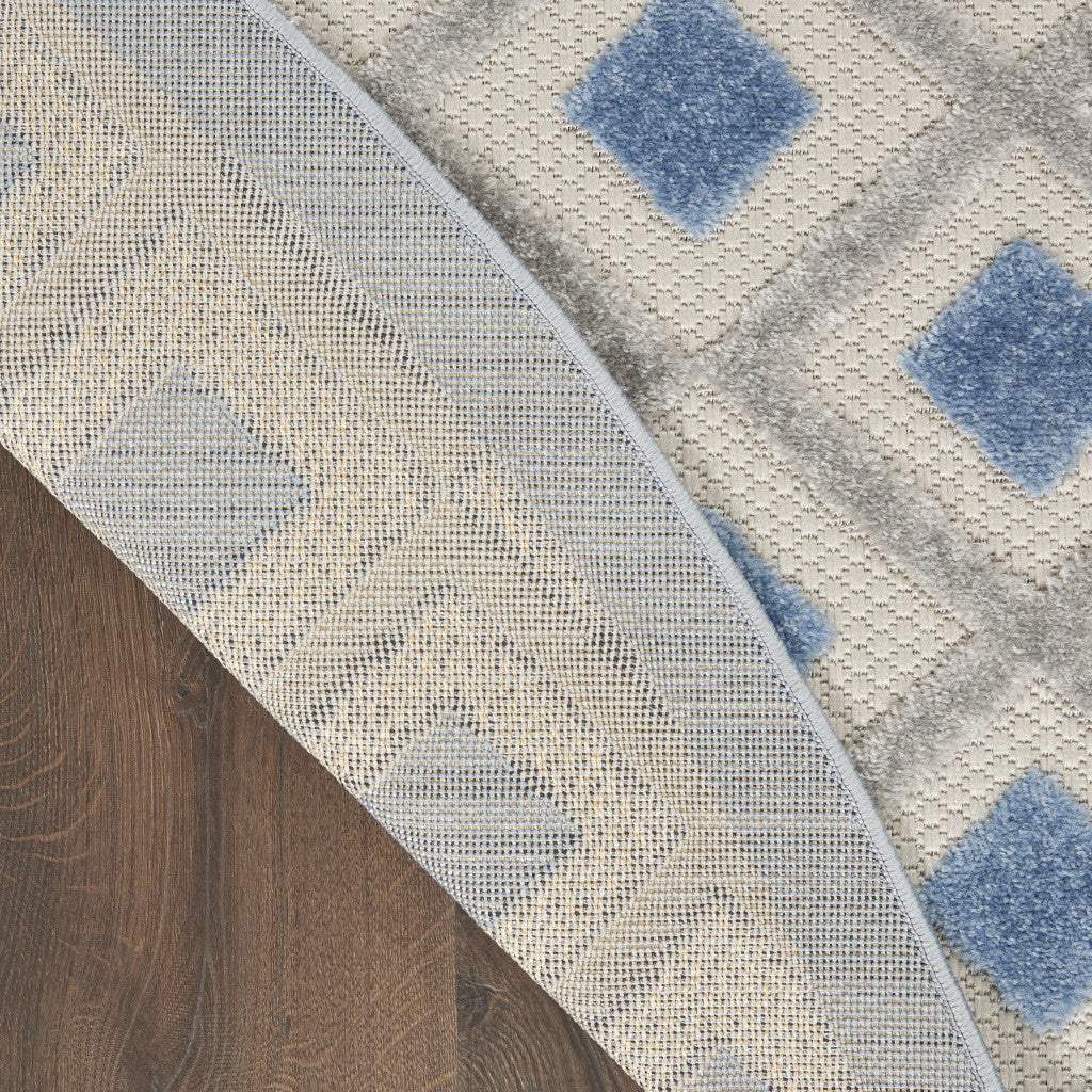 8' Round Blue And Gray Round Geometric Indoor Outdoor Area Rug - Homeroots - Flyclothing LLC