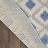 8' Round Blue And Gray Round Geometric Indoor Outdoor Area Rug - Homeroots