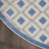 8' Round Blue And Gray Round Geometric Indoor Outdoor Area Rug - Homeroots - Flyclothing LLC