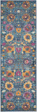 6' Blue And Orange Floral Power Loom Runner Rug - Homeroots - Flyclothing LLC