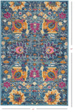 2' X 3' Blue And Orange Floral Power Loom Area Rug - Homeroots