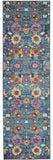 8' Blue And Orange Floral Power Loom Runner Rug - Homeroots - Flyclothing LLC