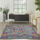 4' X 6' Blue And Orange Floral Power Loom Area Rug - Homeroots - Flyclothing LLC