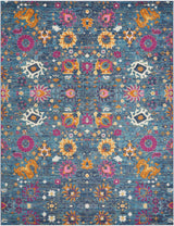 8' X 10' Blue And Orange Floral Power Loom Area Rug - Homeroots - Flyclothing LLC