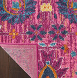 6' Fuchsia Floral Power Loom Runner Rug - Homeroots