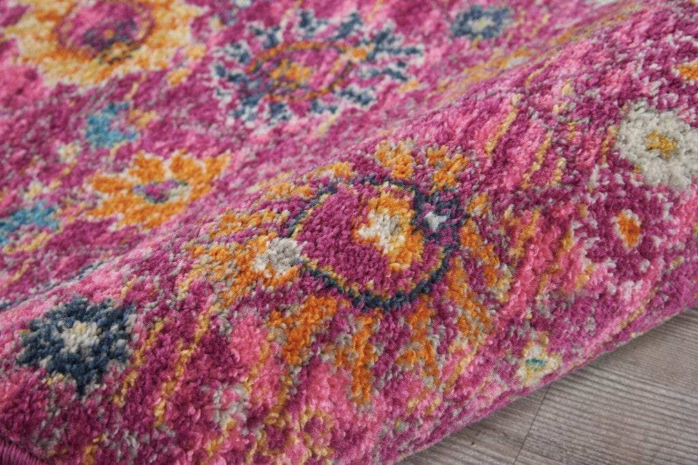 6' Fuchsia Floral Power Loom Runner Rug - Homeroots - Flyclothing LLC