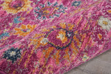 6' Fuchsia Floral Power Loom Runner Rug - Homeroots