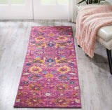 6' Fuchsia Floral Power Loom Runner Rug - Homeroots - Flyclothing LLC