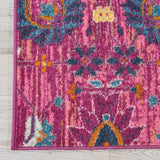 6' Fuchsia Floral Power Loom Runner Rug - Homeroots