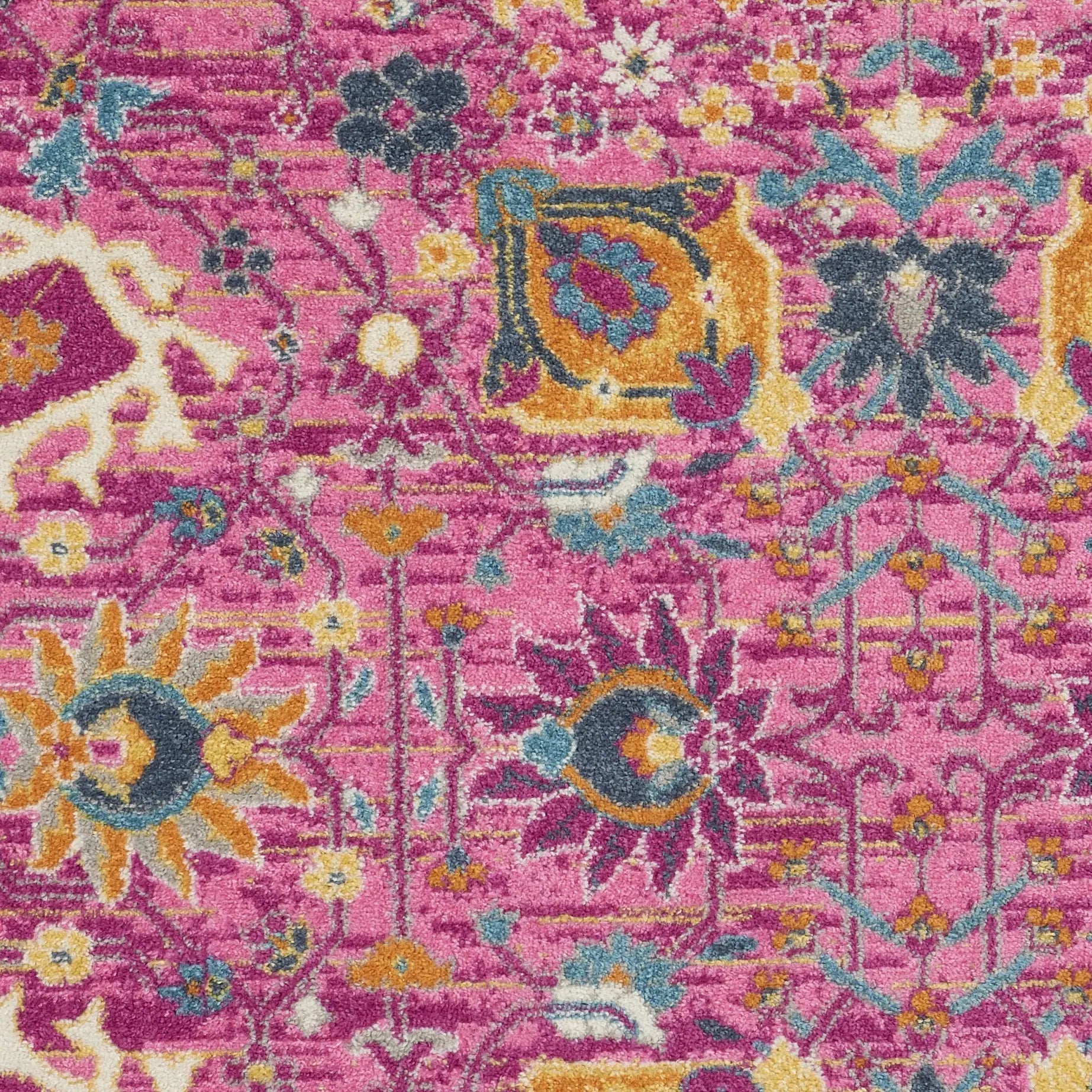 6' Fuchsia Floral Power Loom Runner Rug - Homeroots - Flyclothing LLC