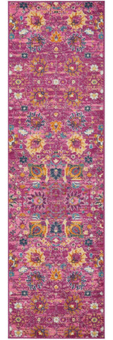 8' Fuchsia Floral Power Loom Runner Rug - Homeroots - Flyclothing LLC