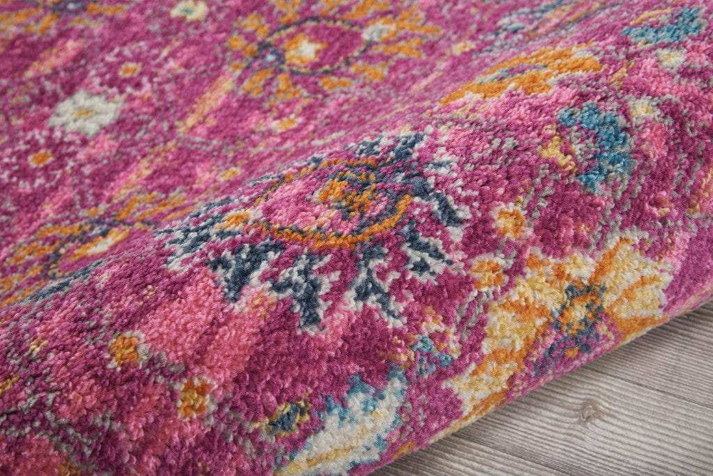 8' Fuchsia Floral Power Loom Runner Rug - Homeroots - Flyclothing LLC
