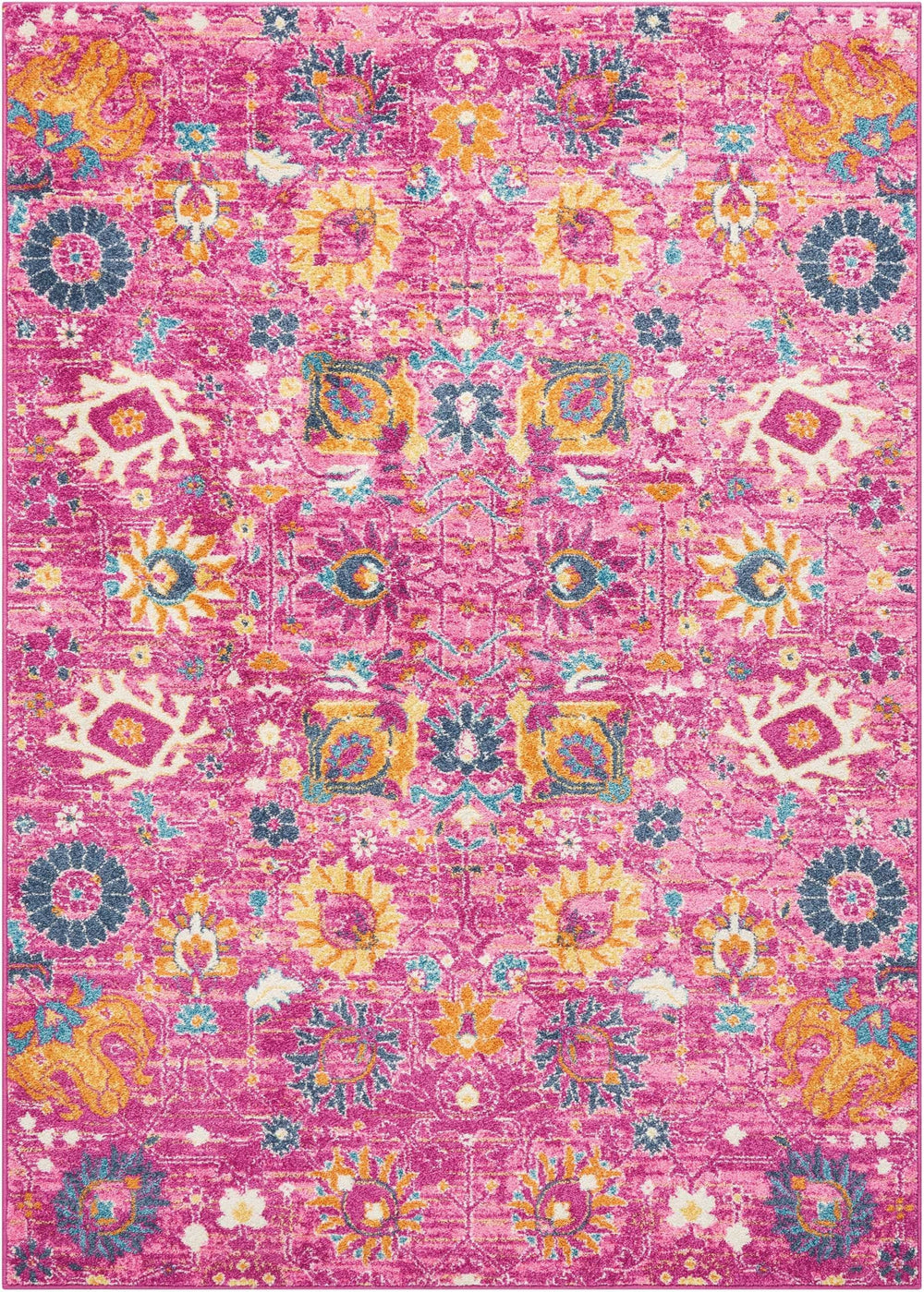 4' X 6' Fuchsia Floral Power Loom Area Rug - Homeroots
