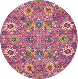 5' Fuchsia Round Floral Power Loom Area Rug - Homeroots