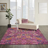 8' X 10' Fuchsia Floral Power Loom Area Rug - Homeroots - Flyclothing LLC
