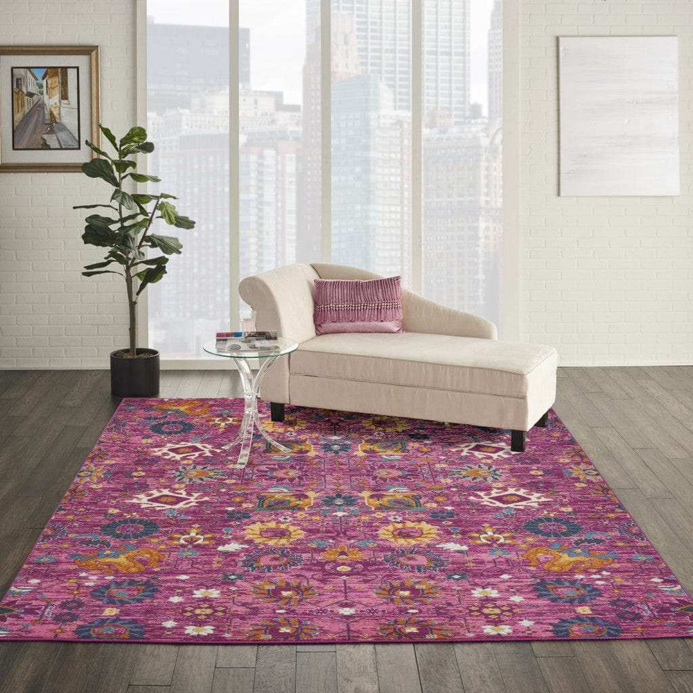 8' X 10' Fuchsia Floral Power Loom Area Rug - Homeroots - Flyclothing LLC