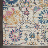 10' Orange And Ivory Floral Power Loom Runner Rug - Homeroots