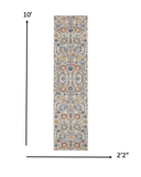 10' Orange And Ivory Floral Power Loom Runner Rug - Homeroots