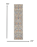 8' Orange And Ivory Floral Power Loom Runner Rug - Homeroots