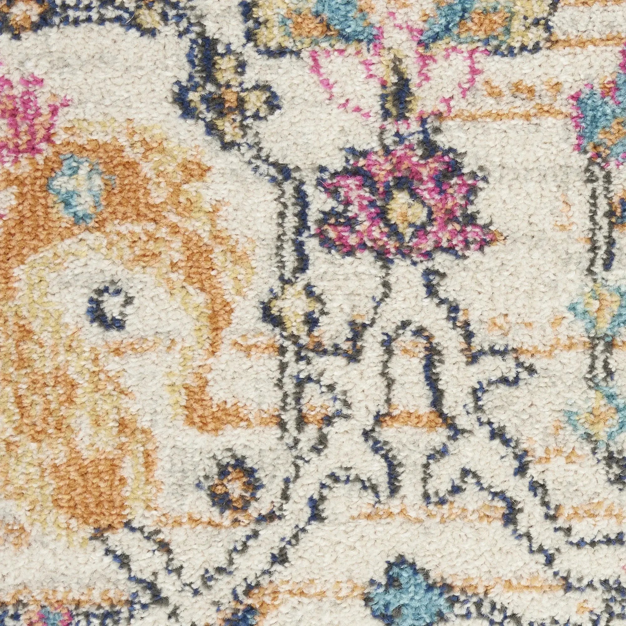 4' X 6' Orange And Ivory Floral Power Loom Area Rug - Homeroots - Flyclothing LLC