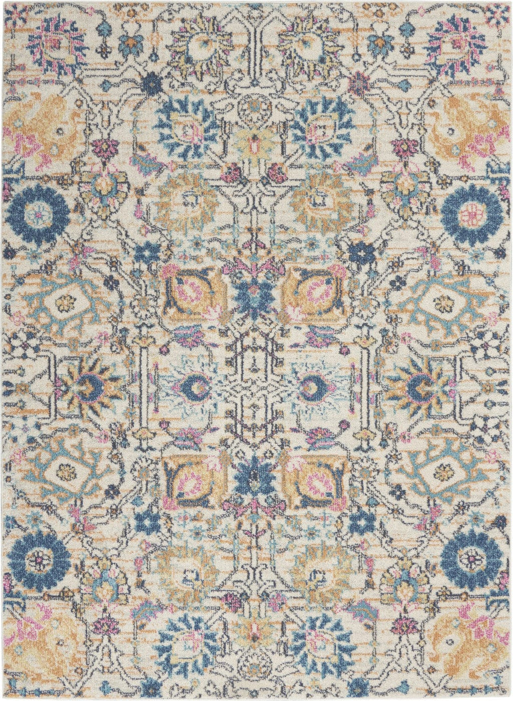 4' X 6' Orange And Ivory Floral Power Loom Area Rug - Homeroots