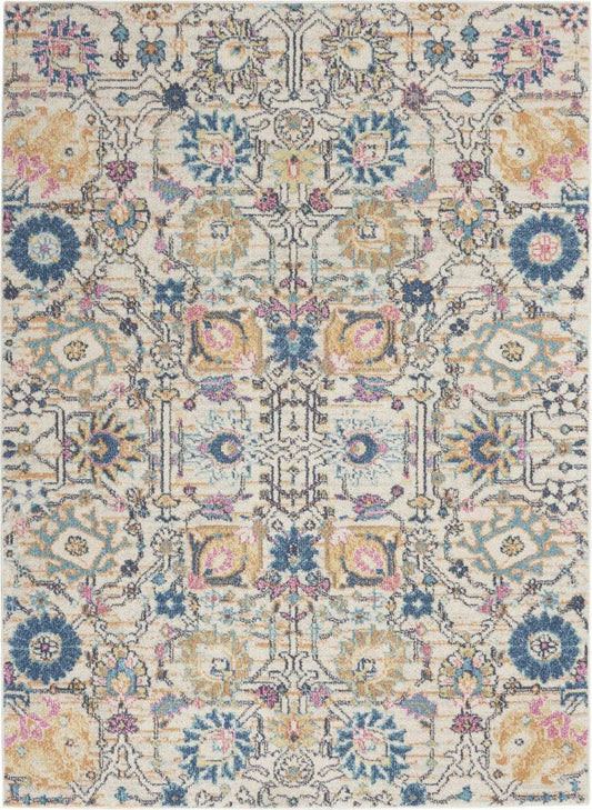 4' X 6' Orange And Ivory Floral Power Loom Area Rug - Homeroots - Flyclothing LLC