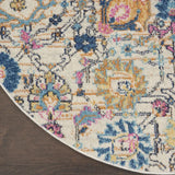 4' Orange And Ivory Round Floral Power Loom Area Rug - Homeroots - Flyclothing LLC
