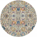 4' Orange And Ivory Round Floral Power Loom Area Rug - Homeroots - Flyclothing LLC