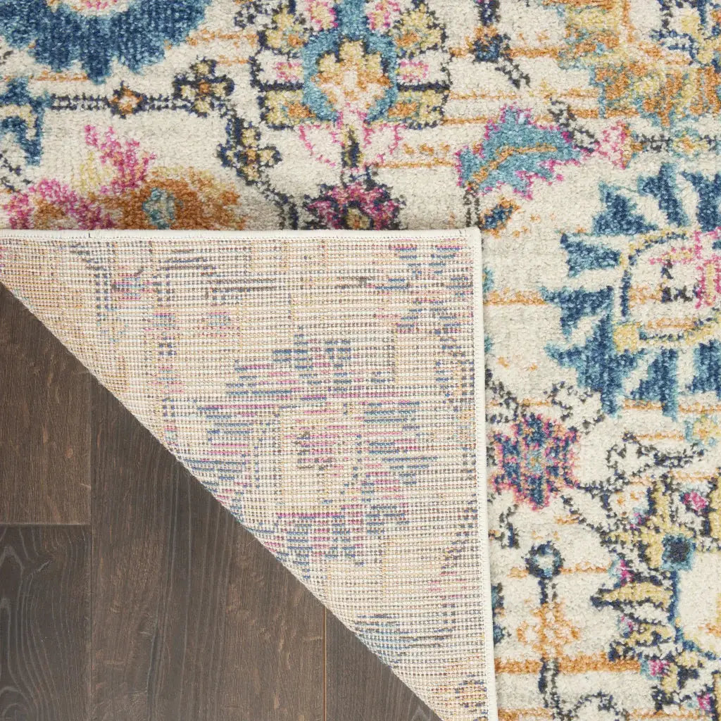 5' X 7' Orange And Ivory Floral Power Loom Area Rug - Homeroots - Flyclothing LLC