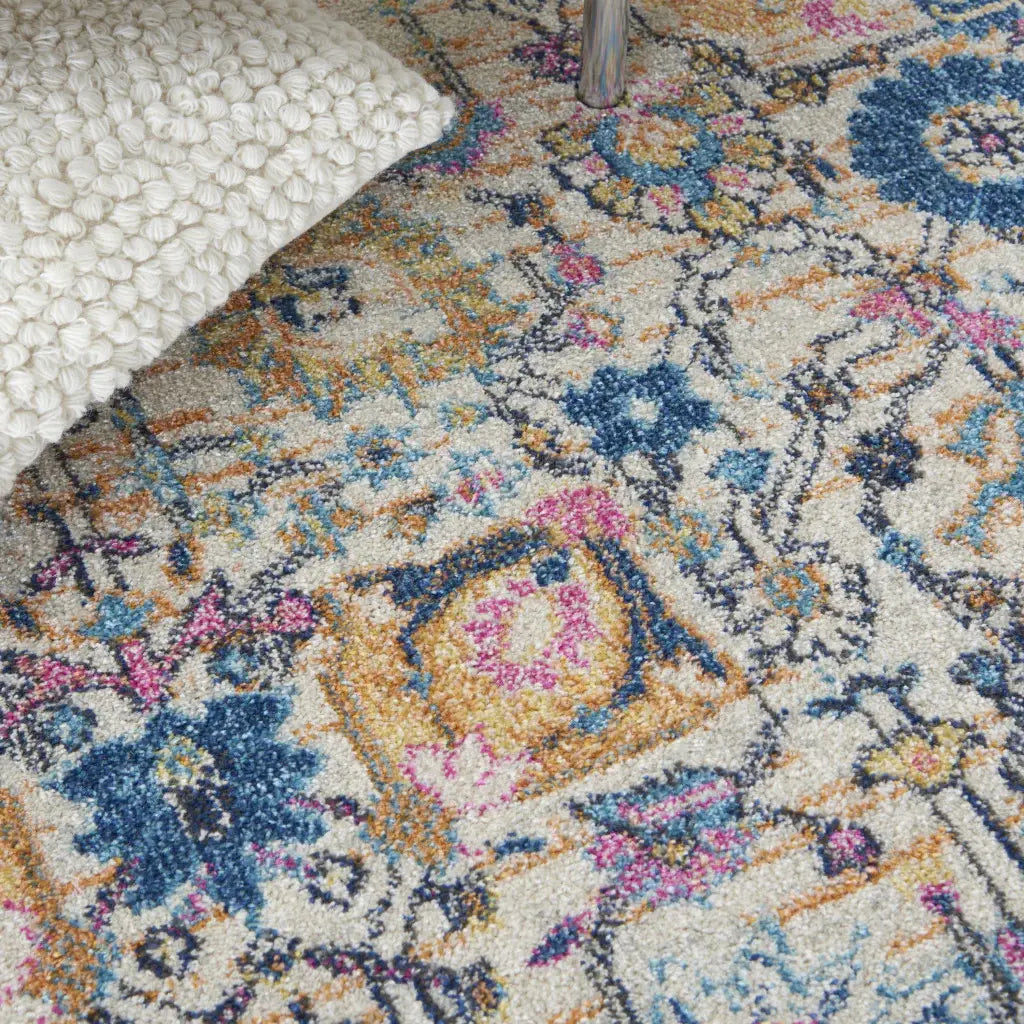 5' X 7' Orange And Ivory Floral Power Loom Area Rug - Homeroots - Flyclothing LLC