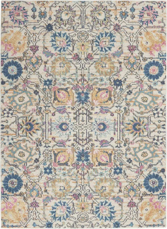 5' X 7' Orange And Ivory Floral Power Loom Area Rug - Homeroots - Flyclothing LLC