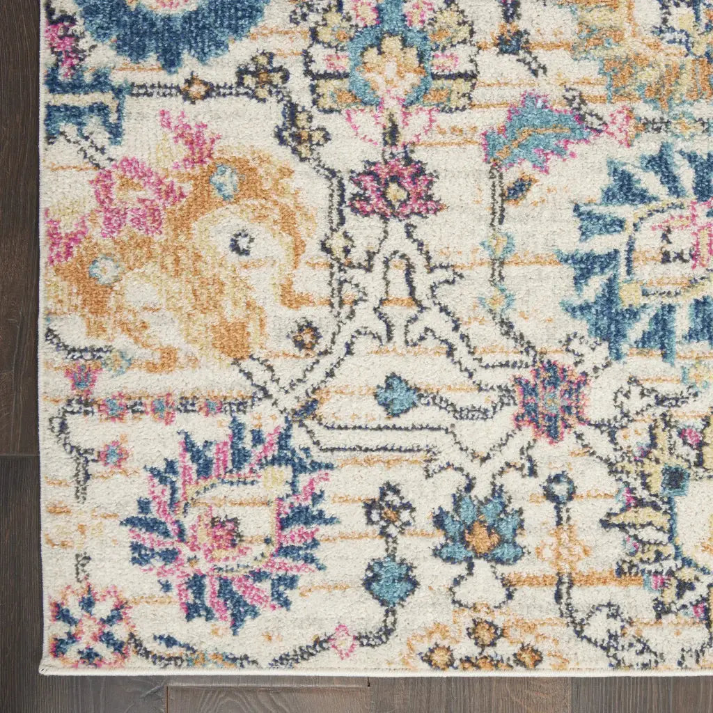 5' X 7' Orange And Ivory Floral Power Loom Area Rug - Homeroots - Flyclothing LLC