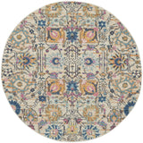5' Orange And Ivory Round Floral Power Loom Area Rug - Homeroots