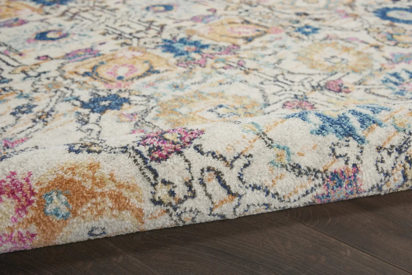 5' Orange And Ivory Round Floral Power Loom Area Rug - Homeroots - Flyclothing LLC