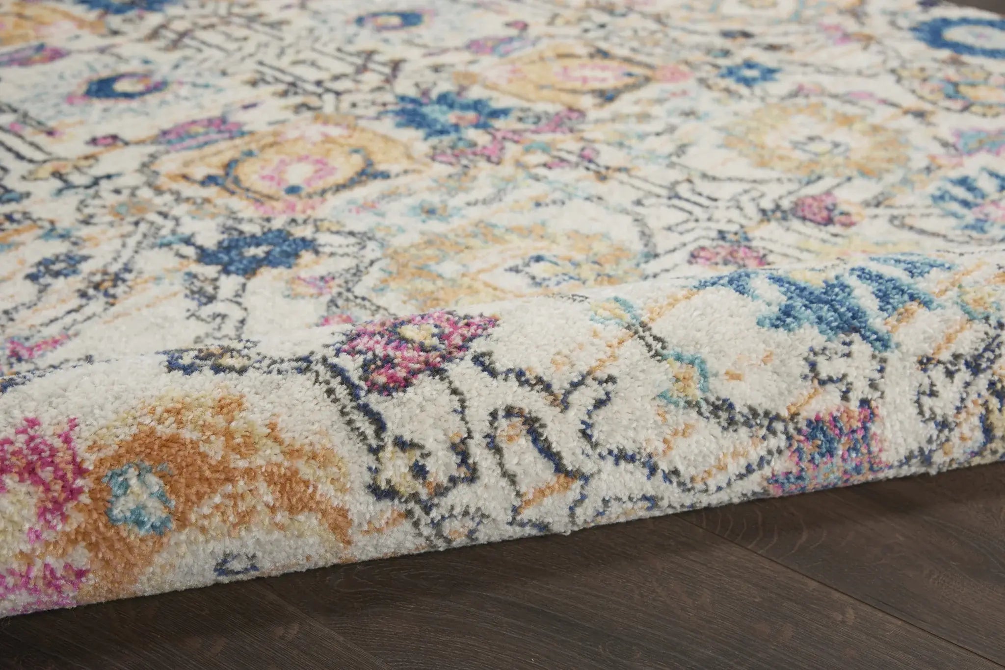 7' X 10' Orange And Ivory Floral Power Loom Area Rug - Homeroots - Flyclothing LLC