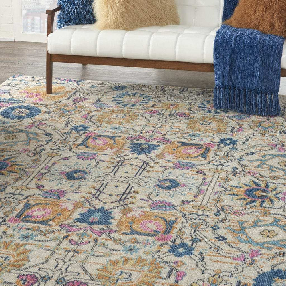7' X 10' Orange And Ivory Floral Power Loom Area Rug - Homeroots - Flyclothing LLC