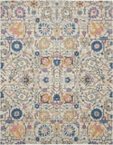7' X 10' Orange And Ivory Floral Power Loom Area Rug - Homeroots