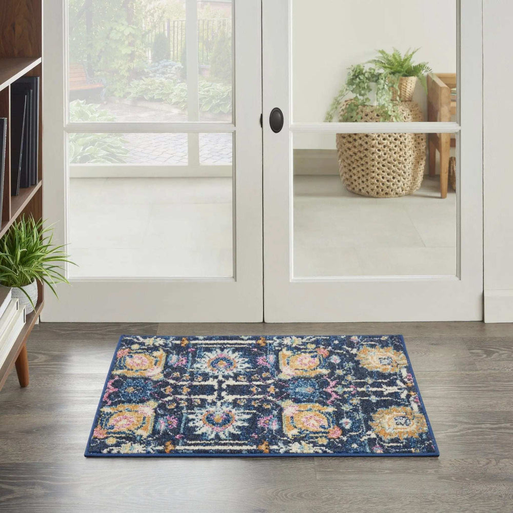 2' X 3' Navy Blue Floral Power Loom Area Rug - Homeroots - Flyclothing LLC