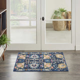 2' X 3' Navy Blue Floral Power Loom Area Rug - Homeroots - Flyclothing LLC