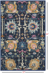 2' X 3' Navy Blue Floral Power Loom Area Rug - Homeroots - Flyclothing LLC