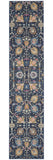 10' Navy Blue Floral Power Loom Runner Rug - Homeroots - Flyclothing LLC