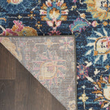 10' Navy Blue Floral Power Loom Runner Rug - Homeroots