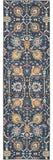 8' Navy Blue Floral Power Loom Runner Rug - Homeroots - Flyclothing LLC